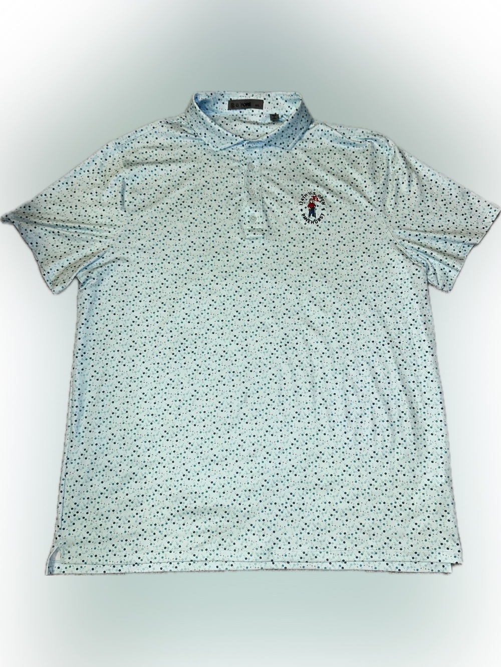G/FORE Light Teal Blue Micro Dot Floral 124 US Open Performance Golf Polo XXL